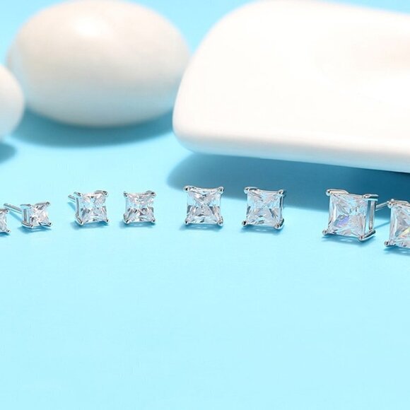 6MM S925 Sterling Silver CZ Stud Earrings for Women/Girl, US19251031 - Picture 4 of 11